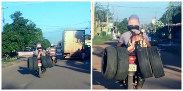Carregando na moto (Fotos Marcela Ximenes)