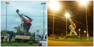 A escultura foi enfeite natalino (Fotos Maurício Vasconcelos e JCarlos)