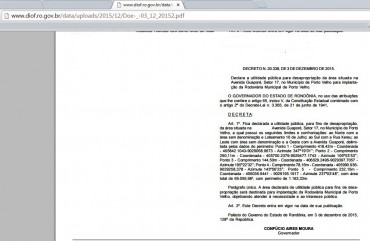 Decreto de utilidade pública terreno  para rodoviária