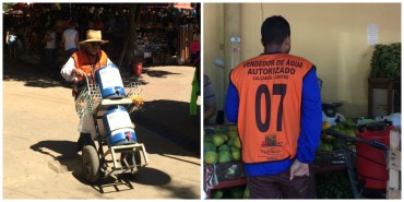 Vendedor de água. Neste caso, no "retalho", por copo...