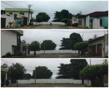 Rua Álvaro Maia "morrendo" no muro da Aeronáutica, na avenida Presidente Dutra (Fotos JCarlos)